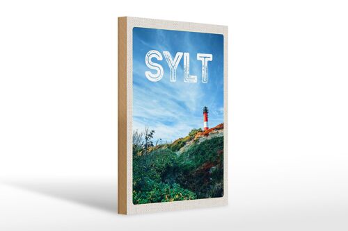 Holzschild Reise 20x30cm Sylt Insel Deutschland Leuchtturm