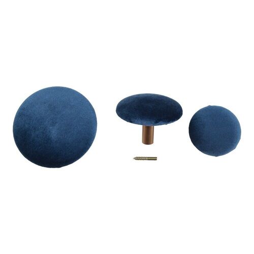 Giza Knobs - 3 knobs in blue velvet and brass look