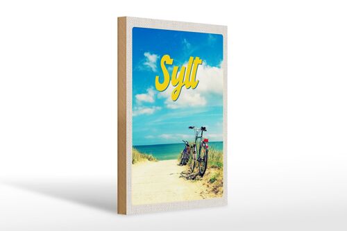 Holzschild Reise 20x30cm Sylt Strand Meer Sand Sommer Fahrrad