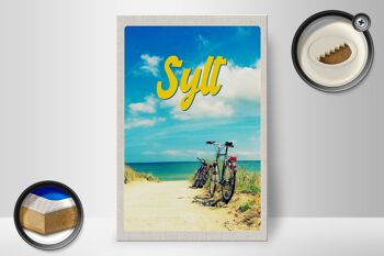 Panneau en bois voyage 20x30cm Sylt plage mer sable été vélo 2