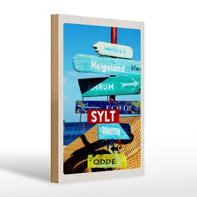 Cartel de madera viaje 20x30cm Sylt Island Alemania Heligoland