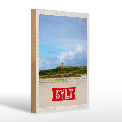 Cartel de madera viaje 20x30cm Isla de Sylt Alemania faro m