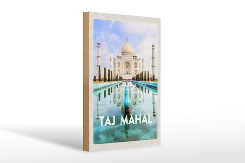 Holzschild Reise 20x30cm Indien Vordergarten Taj Mahal