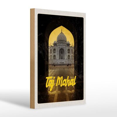 Cartello in legno da viaggio 20x30 cm India Islam Cultura Taj Mahal