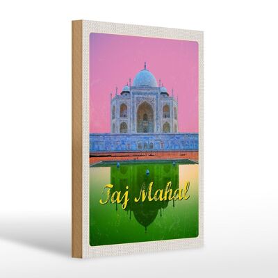 Holzschild Reise 20x30cm Indien Asien Taj Mahal Agra Yamuna