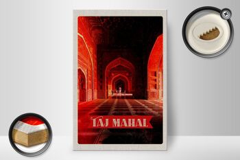Panneau en bois voyage 20x30cm Inde Taj Mahal intérieur couloir 2
