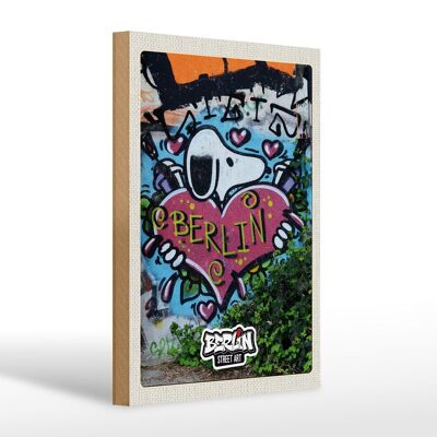 Targa in legno da viaggio 20x30 cm Berlino Love Graffiti Art Art