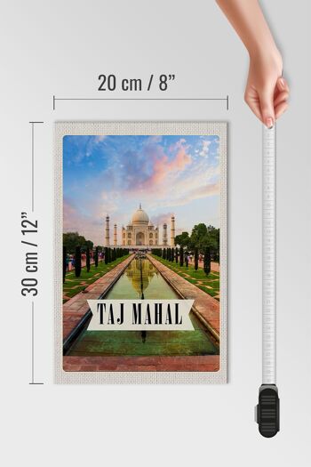 Panneau en bois voyage 20x30cm Inde Taj Mahal Agra Jardin Arbres 4