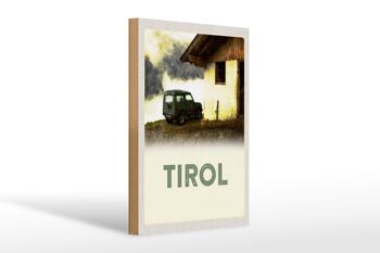Panneau en bois voyage 20x30cm Maison du Tyrol sur la voiture des montagnes 1