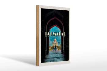 Panneau en bois voyage 20x30cm Inde Taj Mahal peuple musulman 1
