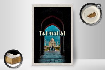 Panneau en bois voyage 20x30cm Inde Taj Mahal peuple musulman 2