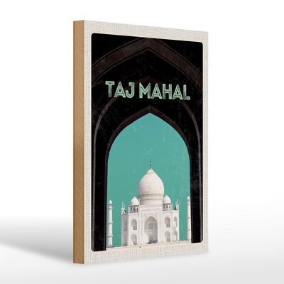 Cartello in legno da viaggio 20x30 cm India Asia Islam Cultura Taj Mahal