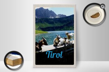 Panneau en bois voyage 20x30cm Tyrol Autriche chèvres eau nature 2