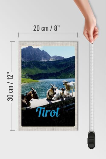 Panneau en bois voyage 20x30cm Tyrol Autriche chèvres eau nature 4