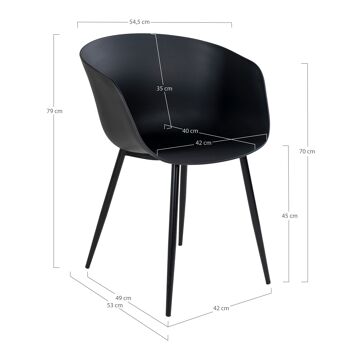 Roda Dining Chair - Chaise en noir avec pieds noirs 6