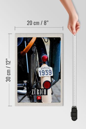 Panneau en bois voyage 20x30cm Zurich vélo 1939 Europe 4