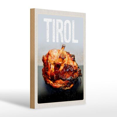 Cartel de madera de viaje 20x30cm Tirol carne plato de ternera