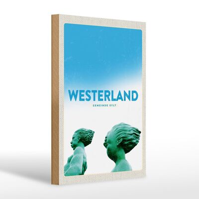 Cartello in legno da viaggio 20x30 cm Viaggiatori Westerland vacanze Sylt