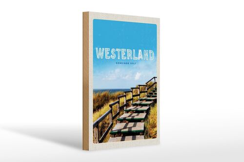 Holzschild Reise 20x30cm Westerland Gehweg am Strand Meer