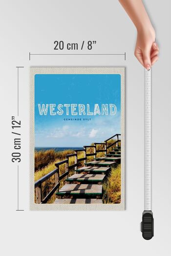 Panneau en bois voyage 20x30cm Passerelle Westerland sur la plage mer 4