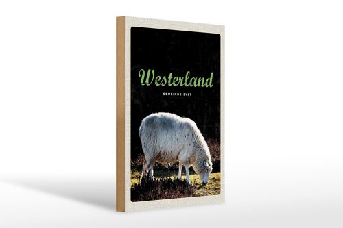 Holzschild Reise 20x30cm Westerland Natur Tiere Schafe Wiese