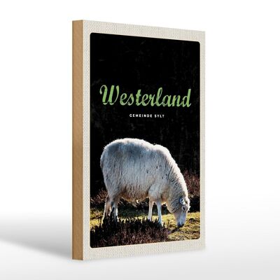 Panneau en bois voyage 20x30cm Westerland nature animaux mouton prairie