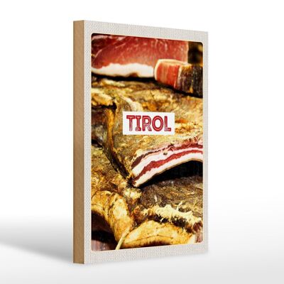 Cartel de madera viaje 20x30cm Tirol Austria carne seca