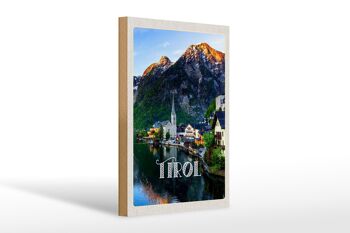 Panneau en bois voyage 20x30cm Ville du Tyrol sur les montagnes aquatiques 1