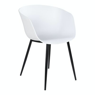 Roda Dining Chair - Chaise en blanc avec pieds noirs