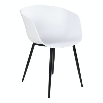 Silla de comedor Roda - Silla en blanco con patas negras