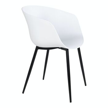 Roda Dining Chair - Chaise en blanc avec pieds noirs 3