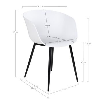 Roda Dining Chair - Chaise en blanc avec pieds noirs 5