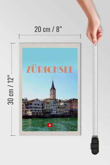 Panneau en bois voyage 20x30cm Zurich Suisse vue ville lac 4