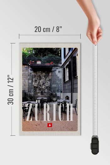 Panneau en bois voyage 20x30cm Zurich Suisse sculpture architecture 4