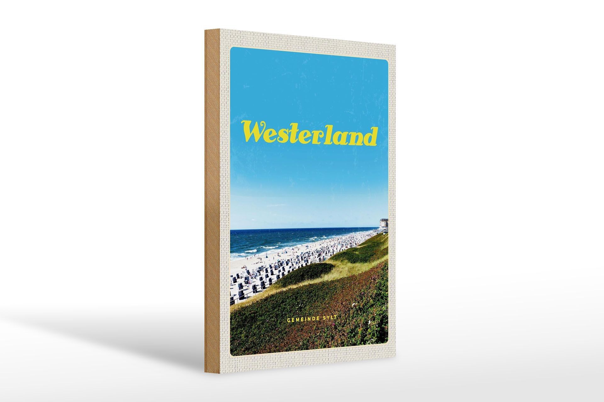 Cartello in legno da viaggio 20x30 cm Westerlans beach sea beach cestini