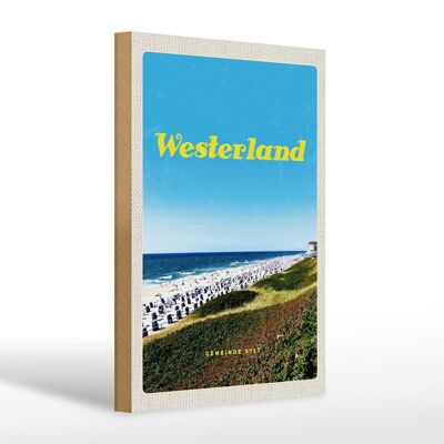 Cartello in legno da viaggio 20x30 cm Westerlans beach sea beach cestini