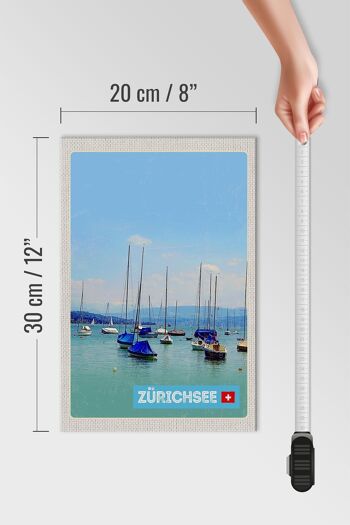 Panneau en bois voyage 20x30cm Zurich bateaux sur le lac de Zurich 4