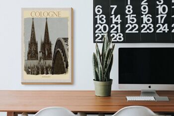 Panneau en bois voyage 20x30cm Cathédrale de Cologne Moyen Âge noir et blanc 3