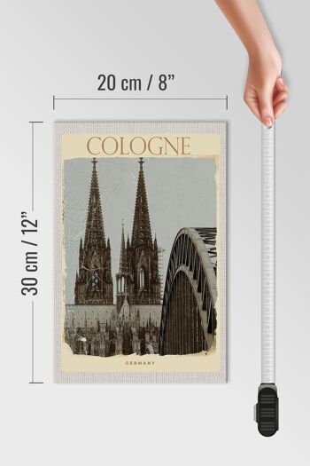 Panneau en bois voyage 20x30cm Cathédrale de Cologne Moyen Âge noir et blanc 4