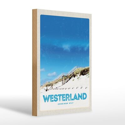 Cartel de madera viaje 20x30cm Westerland Sylt Beach