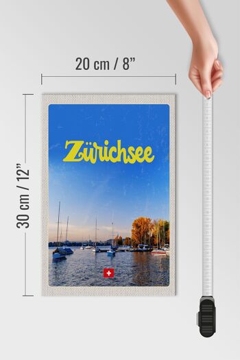 Panneau en bois voyage 20x30cm Zurich lac nature bateaux excursion en bateau 4