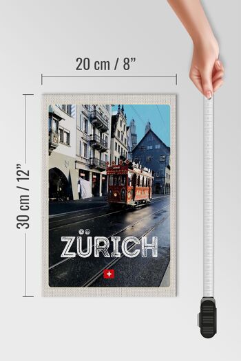 Panneau en bois voyage 20x30cm Zurich Suisse Jelmoli tram 4