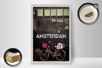 Panneau en bois voyage 20x30cm Amsterdam ville vélo nature à pied 2
