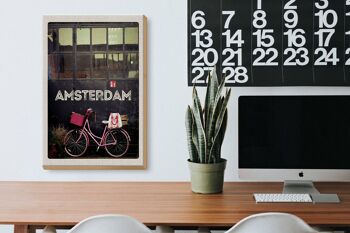 Panneau en bois voyage 20x30cm Amsterdam ville vélo nature à pied 3