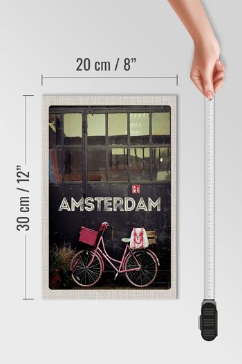 Panneau en bois voyage 20x30cm Amsterdam ville vélo nature à pied 4
