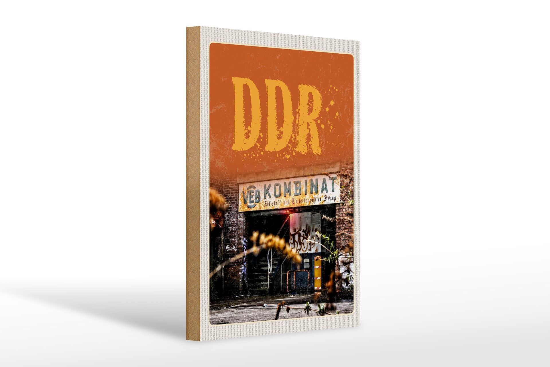 Cartello in legno da viaggio 20x30 cm Berlino DDR VEB Kombinat Pulp