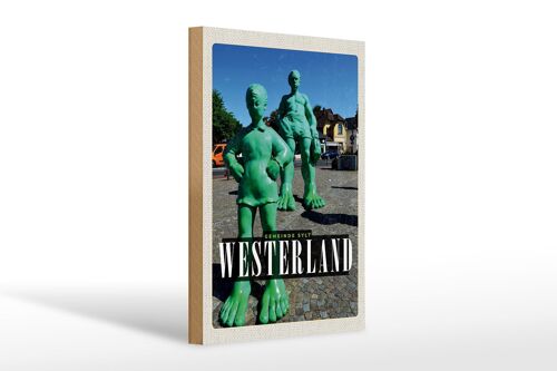 Holzschild Reise 20x30cm Westerland Skulptur Reisende Riese