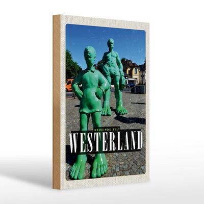 Cartello in legno da viaggio 20x30 cm Scultura Westerland gigante viaggiante