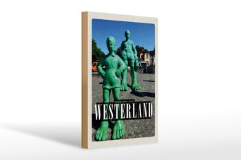 Panneau en bois voyage 20x30cm Sculpture Westerland géant voyageur 1