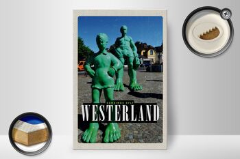 Panneau en bois voyage 20x30cm Sculpture Westerland géant voyageur 2